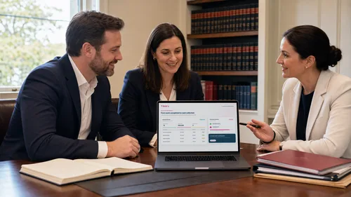 A professional services team working together