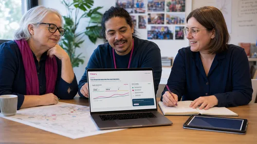A nonprofit team collaborating around a table