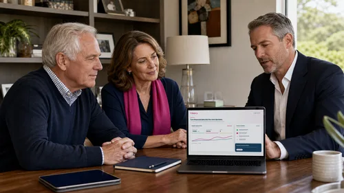 A Visory team member working with a client